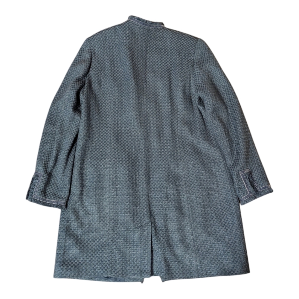 VTG 90s Sag Harbor Blue Multi Tweed 3/4 Length Lined Blazer Coat Women's 12 - Picture 10 of 11